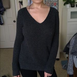 Charlotte Russe Grey Ribbed Knitted Sweater